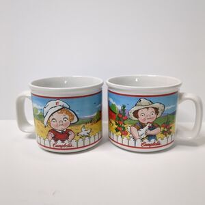 Lot of 2 Campbell Kids (2001) Farm Kids Large Coffee or Soup Mug Cup